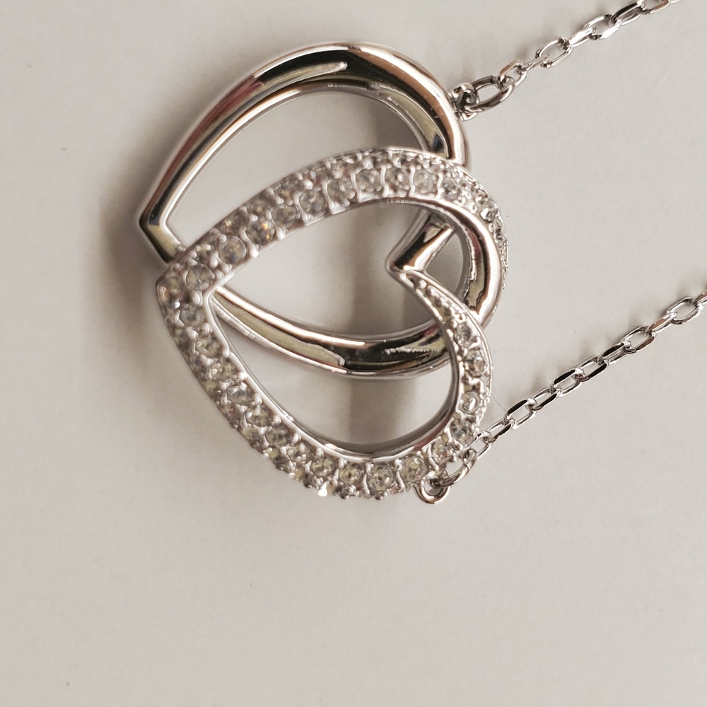 Swarovski double heart necklace